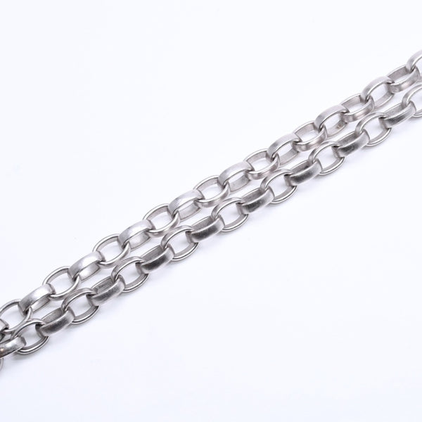 CHANEL Necklace Silver Chain Padlock Here Mark 193.9g Metal Silver Hardware Good Condition Used 4a005547