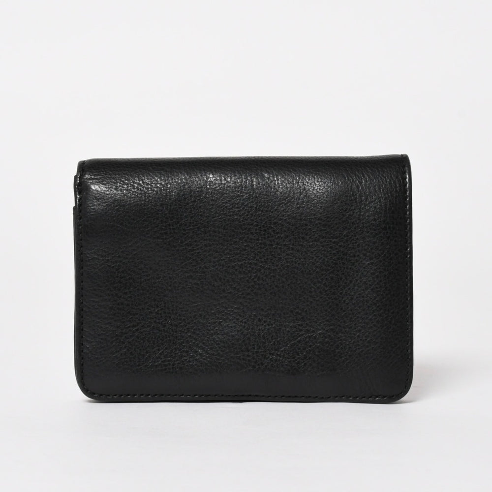 極美品 CHROME HEARTS クロムハーツ WALLET JOEY ジョーイウォレット 二つ折り財布 ダガージップ スクロールラベル ブラック 中古 4a005594