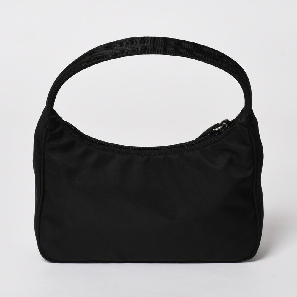 極美品 PRADA プラダ ホーボー ハンドバッグ MV515 トライアングルロゴ 三角ロゴプレート ナイロン ブラック 中古 4a005474