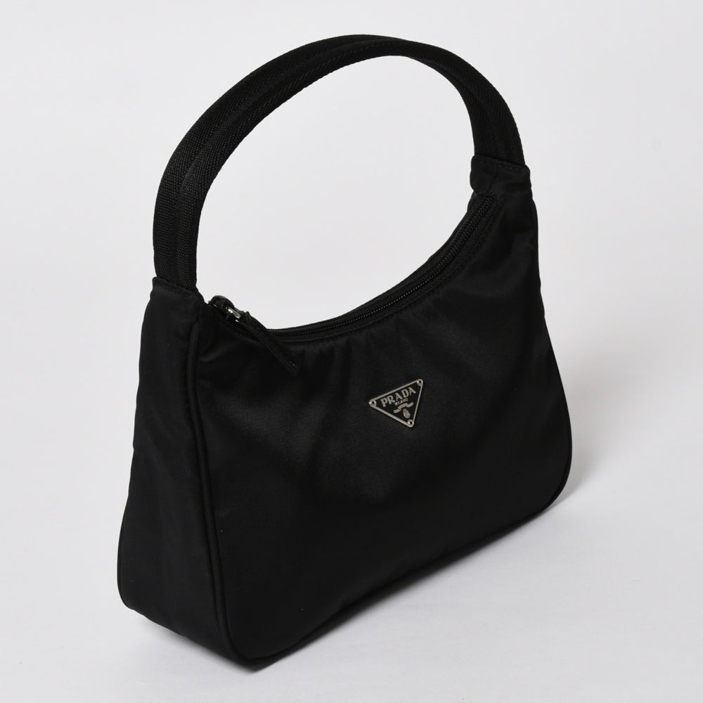 Very Good Condition PRADA Hobo Handbag MV515 Triangle Logo Triangle Logo Plate Nylon Black Used 4a005474