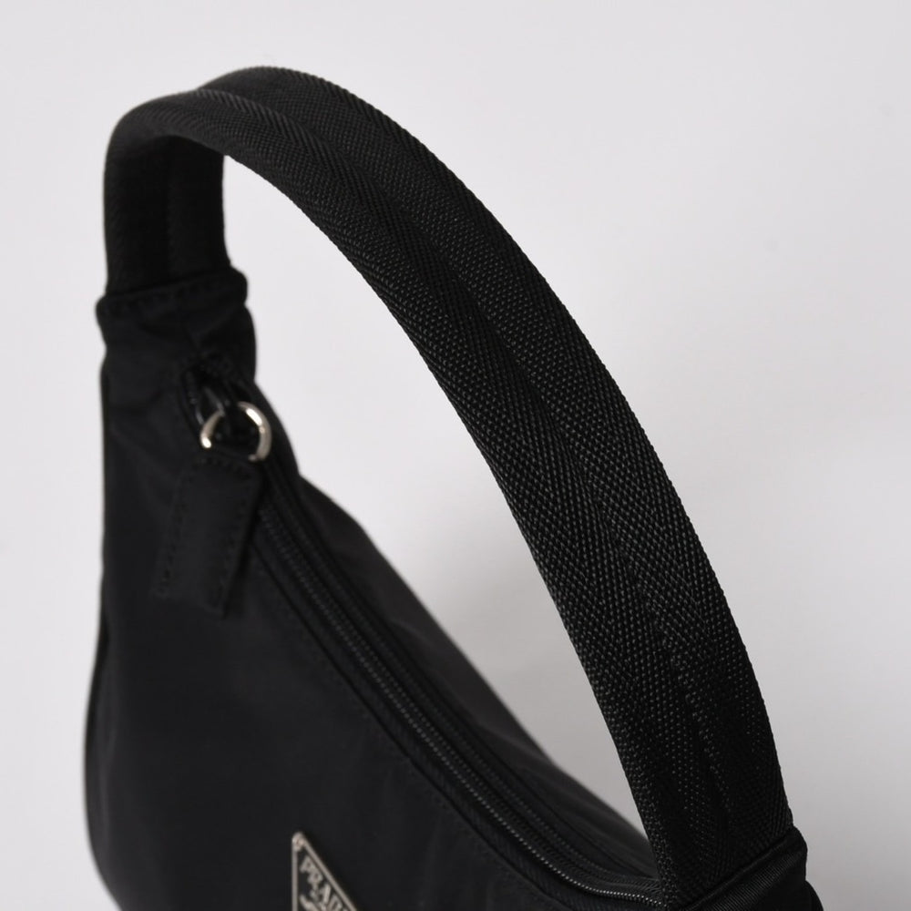 Very Good Condition PRADA Hobo Handbag MV515 Triangle Logo Triangle Logo Plate Nylon Black Used 4a005474