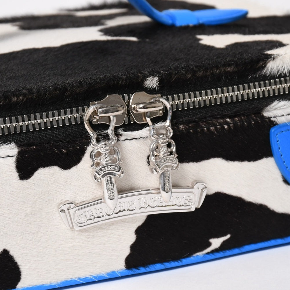 新品未使用 CHROME HEARTS クロムハーツ JEWELRY CASE ジュエリーケース レザー ハラコ ダガー ブルー中古 4a005553
