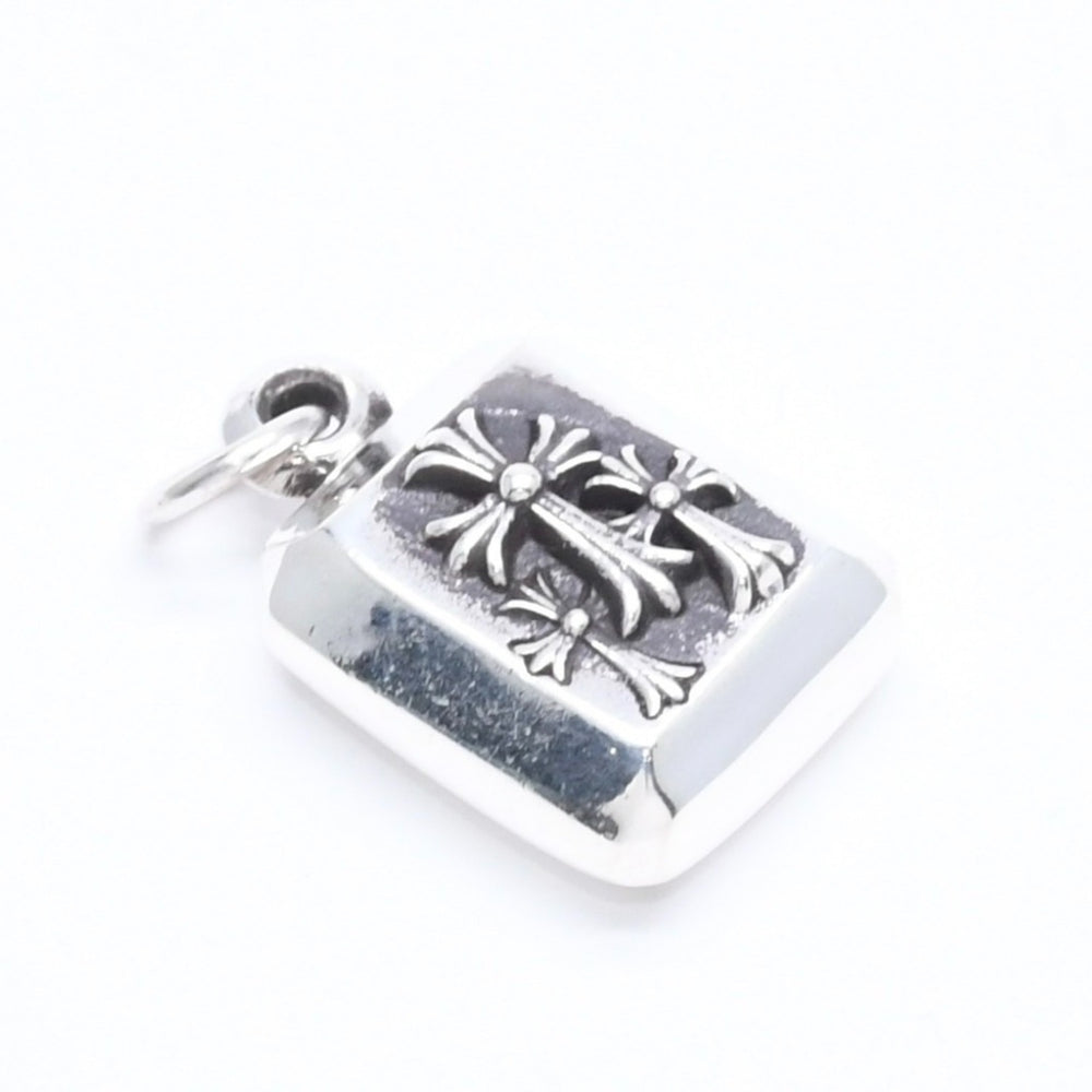 Very Good Condition CHROME HEARTS CHARM EMRLD CUT 3CRS Charm Emerald Cut 3 Cross Pendant Top Weight 10.40g Used 4a005582