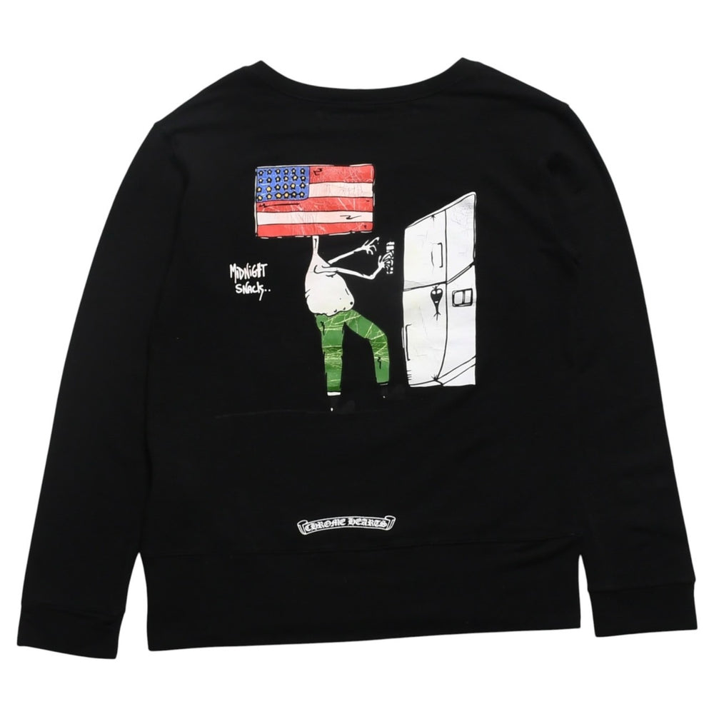 CHROME HEARTS x Matty Boy Sweat Crew Neck MATTY BOY T Bar Scroll Label Midnight Snack Black XS Size Good Condition Used 4a005567