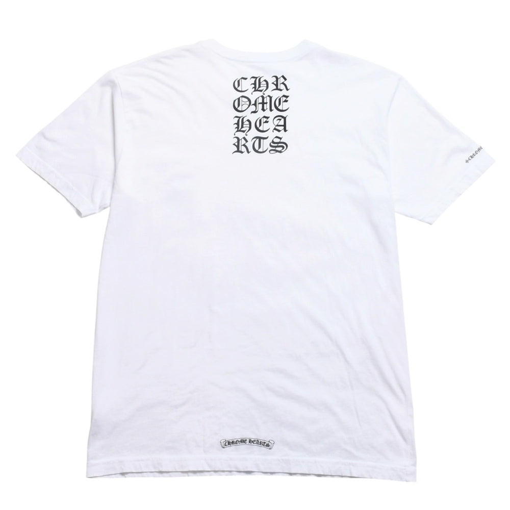 Very Good Condition CHROME HEARTS Vertical Logo Pocket T-shirt CH Plus Horseshoe Scroll Label White XL Size Used 4a005589