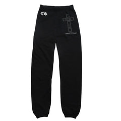 CHROME HEARTS Flamed Cross Sweatpants CH Logo Old English Logo Scroll Label Black XS Size Good Condition Used 4a005613