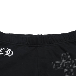 CHROME HEARTS Flamed Cross Sweatpants CH Logo Old English Logo Scroll Label Black XS Size Good Condition Used 4a005613