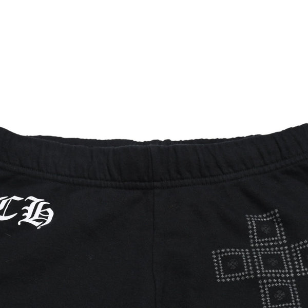 CHROME HEARTS Flamed Cross Sweatpants CH Logo Old English Logo Scroll Label Black XS Size Good Condition Used 4a005613