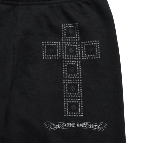 CHROME HEARTS Flamed Cross Sweatpants CH Logo Old English Logo Scroll Label Black XS Size Good Condition Used 4a005613