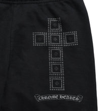 画像をギャラリービューアに読み込む, CHROME HEARTS クロムハーツ フレームドクロス スウェットパンツ CHロゴ オールドイングリッシュロゴ スクロールラベル ブラック XSサイズ 美品 中古 4a005613