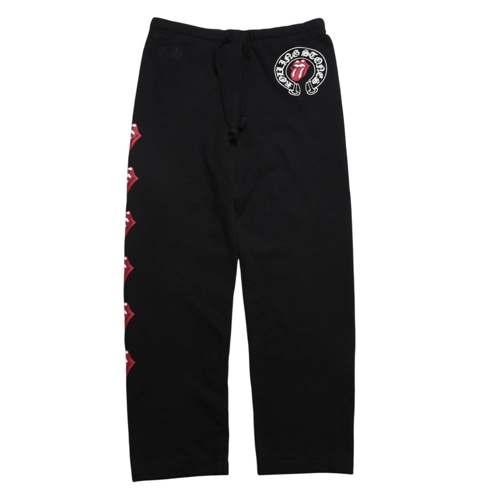 CHROME HEARTS x The Rolling Stones Sweatpants Horseshoe Lip&タScroll Label, Black, Size L, Excellent Condition, Used, 4a005614