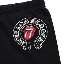 画像をギャラリービューアに読み込む, CHROME HEARTS クロムハーツ × ザ ローリング ストーンズ スウェットパンツ ホースシュー リップ&amp;タン スクロールラベル ブラック Lサイズ 美品 中古 4a005614