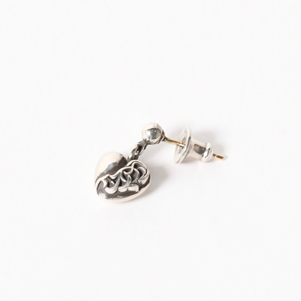 Very Good Condition CHROME HEARTS Heart Drop Earrings One Ear 13 Engraved 2.4g Silver 925 Used 4a005548
