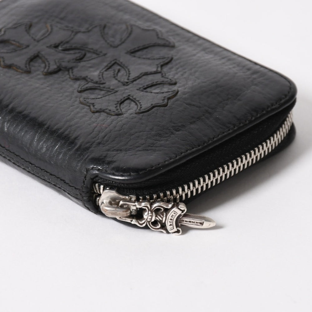 極美品 CHROME HEARTS クロムハーツ クロスパッチ BABY BANK ROBBER 3セメタリー レザー ベイビー ウォレット 財布 CHクロス装飾 中古 4a005609