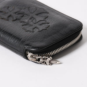 極美品 CHROME HEARTS クロムハーツ クロスパッチ BABY BANK ROBBER 3セメタリー レザー ベイビー ウォレット 財布 CHクロス装飾 中古 4a005609