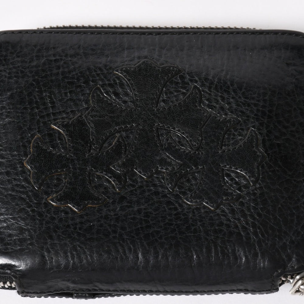 極美品 CHROME HEARTS クロムハーツ クロスパッチ BABY BANK ROBBER 3セメタリー レザー ベイビー ウォレット 財布 CHクロス装飾 中古 4a005609