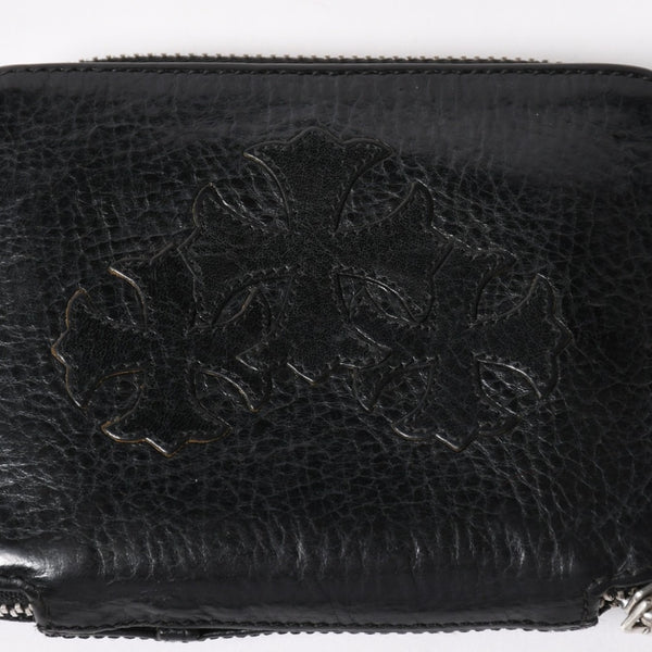 極美品 CHROME HEARTS クロムハーツ クロスパッチ BABY BANK ROBBER 3セメタリー レザー ベイビー ウォレット 財布 CHクロス装飾 中古 4a005609