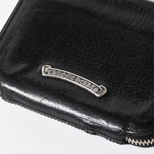 極美品 CHROME HEARTS クロムハーツ クロスパッチ BABY BANK ROBBER 3セメタリー レザー ベイビー ウォレット 財布 CHクロス装飾 中古 4a005609