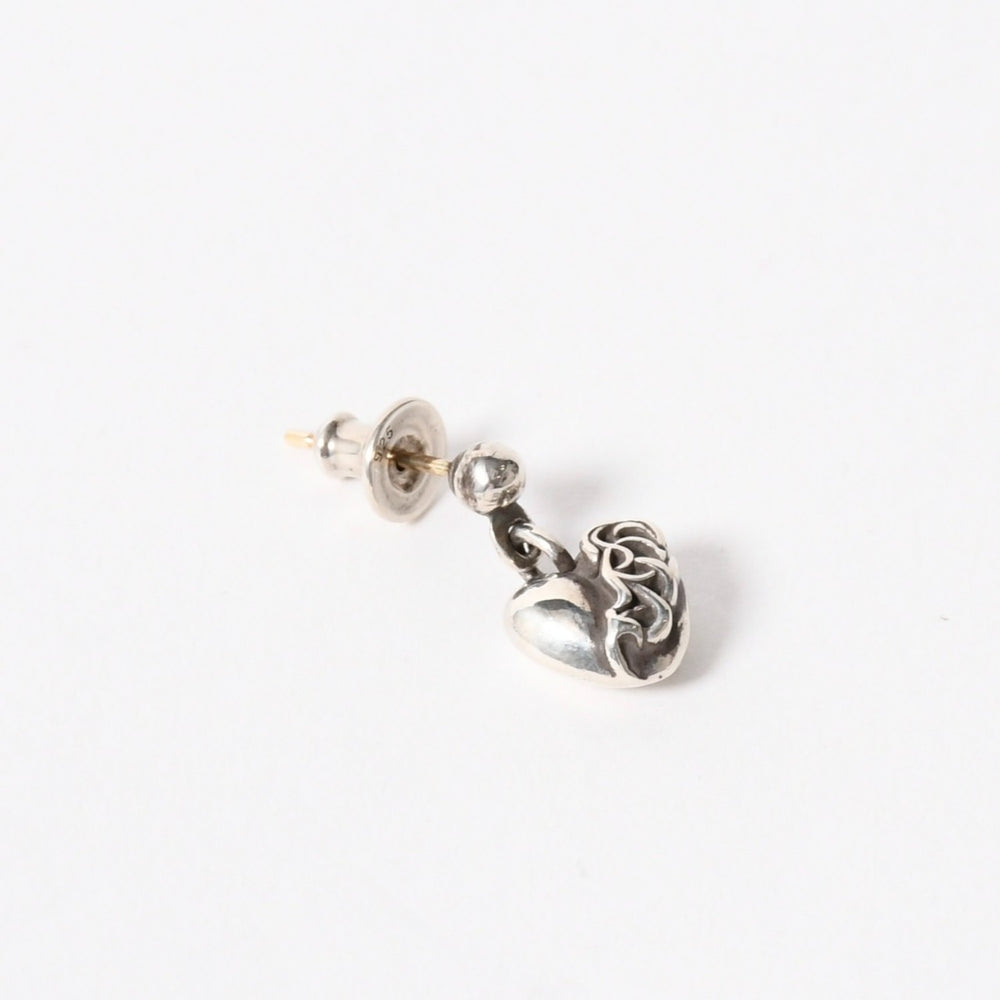 Very Good Condition CHROME HEARTS Heart Drop Earrings One Ear 13 Engraved 2.4g Silver 925 Used 4a005548