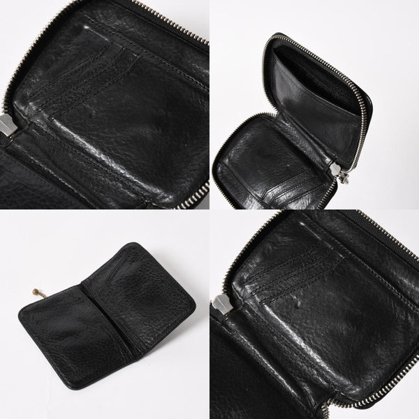 極美品 CHROME HEARTS クロムハーツ クロスパッチ BABY BANK ROBBER 3セメタリー レザー ベイビー ウォレット 財布 CHクロス装飾 中古 4a005609