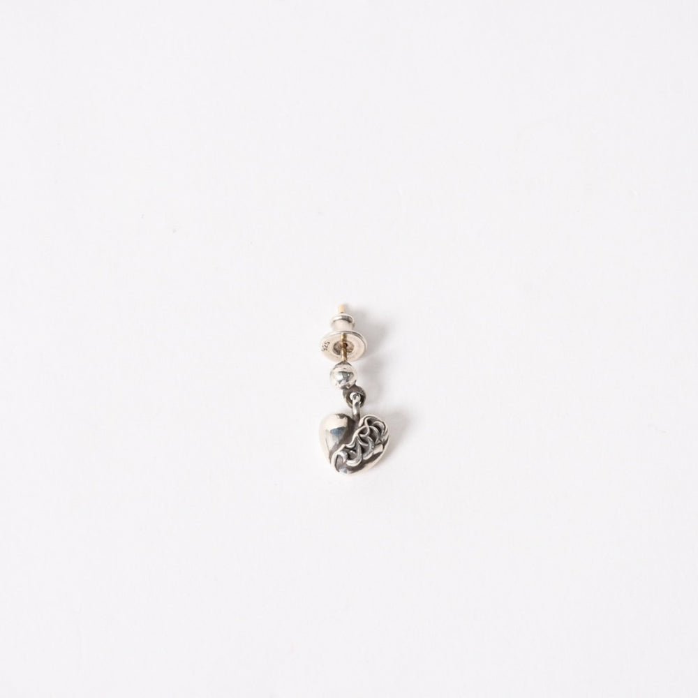 Very Good Condition CHROME HEARTS Heart Drop Earrings One Ear 13 Engraved 2.4g Silver 925 Used 4a005548