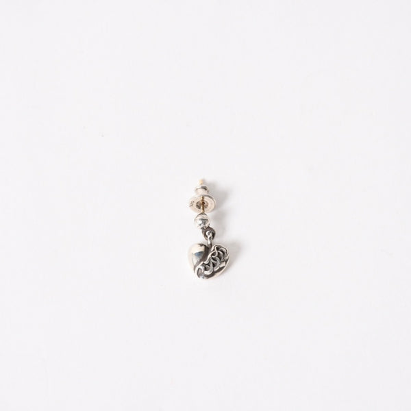 Very Good Condition CHROME HEARTS Heart Drop Earrings One Ear 13 Engraved 2.4g Silver 925 Used 4a005548