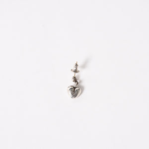 Very Good Condition CHROME HEARTS Heart Drop Earrings One Ear 13 Engraved 2.4g Silver 925 Used 4a005548