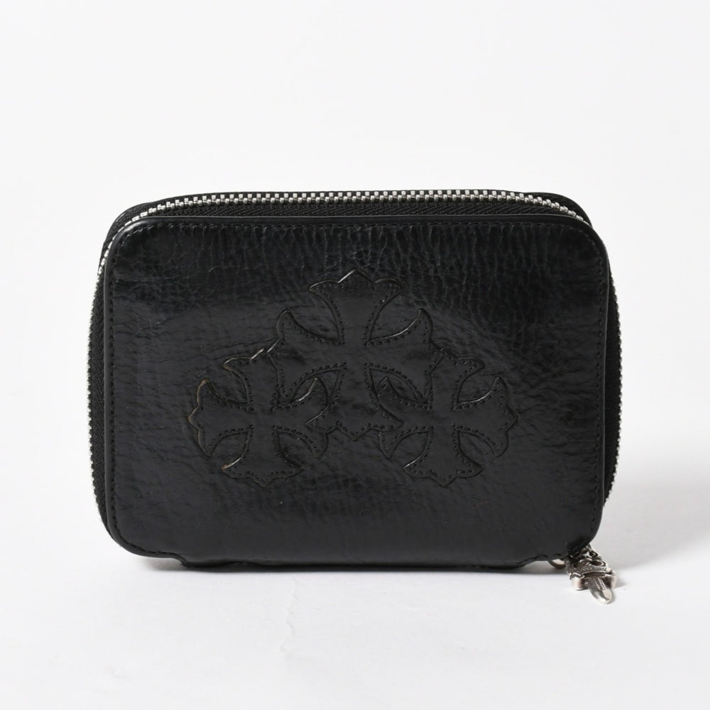 極美品 CHROME HEARTS クロムハーツ クロスパッチ BABY BANK ROBBER 3セメタリー レザー ベイビー ウォレット 財布 CHクロス装飾 中古 4a005609