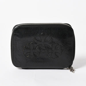 極美品 CHROME HEARTS クロムハーツ クロスパッチ BABY BANK ROBBER 3セメタリー レザー ベイビー ウォレット 財布 CHクロス装飾 中古 4a005609
