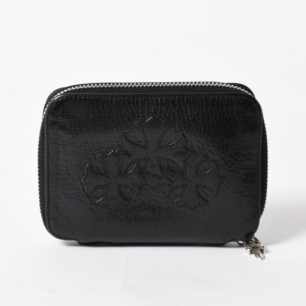 極美品 CHROME HEARTS クロムハーツ クロスパッチ BABY BANK ROBBER 3セメタリー レザー ベイビー ウォレット 財布 CHクロス装飾 中古 4a005609