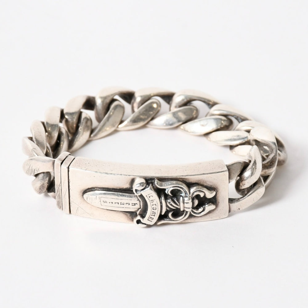 Very Good Condition CHROME HEARTS ID Bracelet Dagger 11 Links 111.0g Silver 925 Used 4a005595