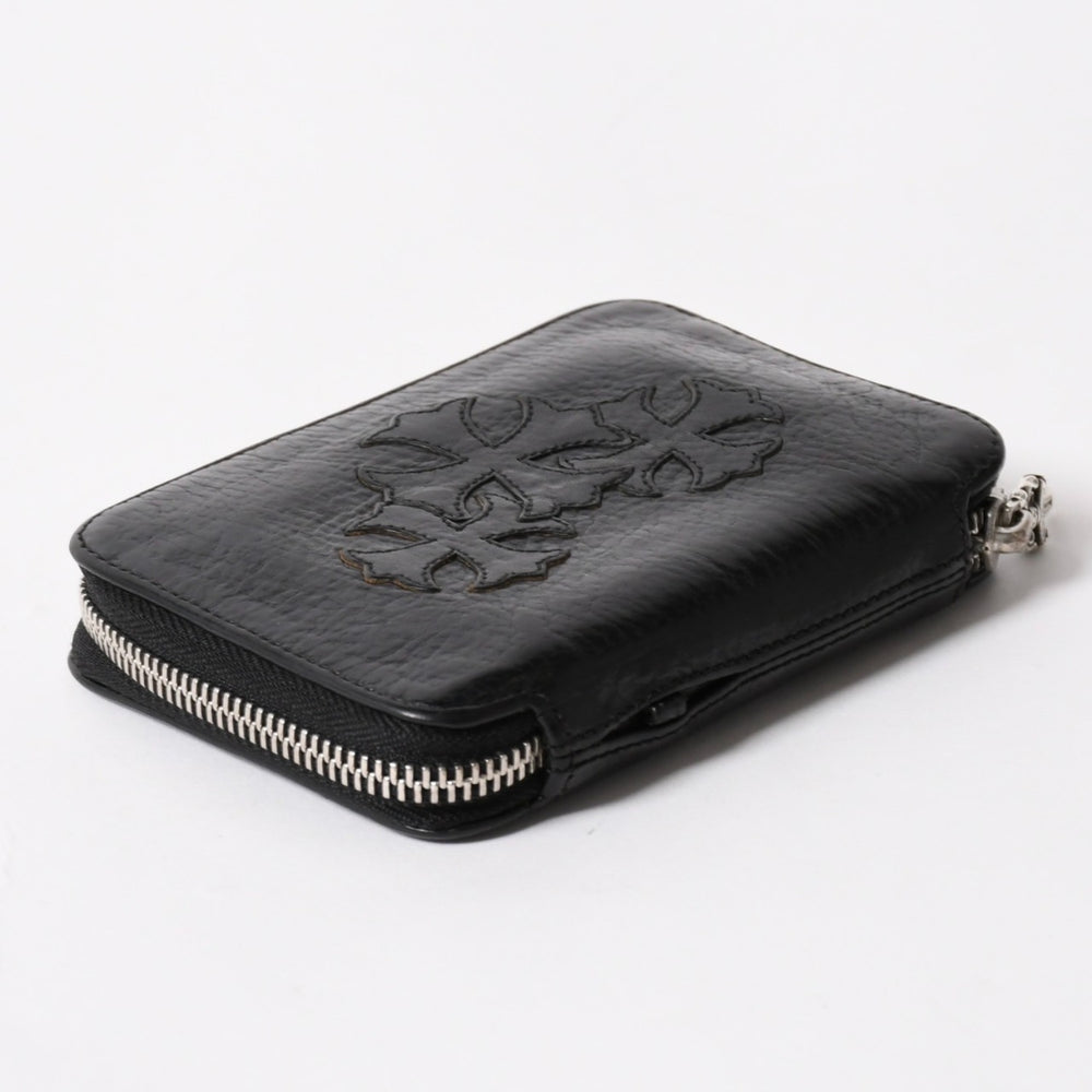 極美品 CHROME HEARTS クロムハーツ クロスパッチ BABY BANK ROBBER 3セメタリー レザー ベイビー ウォレット 財布 CHクロス装飾 中古 4a005609