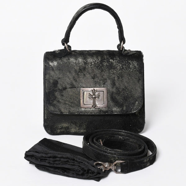 Very Good Condition CHROME HEARTS GROW UP 2WAY Bag Small CH Cross Silver 925 Harako Black Used 4a005574