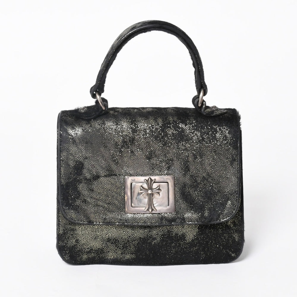 Very Good Condition CHROME HEARTS GROW UP 2WAY Bag Small CH Cross Silver 925 Harako Black Used 4a005574