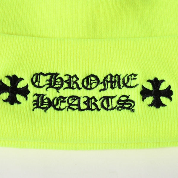 Like New CHROME HEARTS WATCH CAP Logo Embroidery Beanie Knit Cap Yellow Size OS Used 4a005581