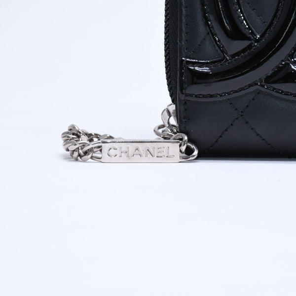 Like new CHANEL Cambon Line Round Zip Wallet Long Wallet A50078 19th Calfskin Black Silver Hardware Used 4a005664