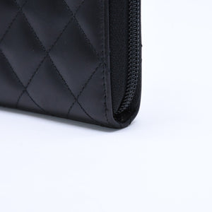 Like new CHANEL Cambon Line Round Zip Wallet Long Wallet A50078 19th Calfskin Black Silver Hardware Used 4a005664