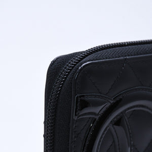 Like new CHANEL Cambon Line Round Zip Wallet Long Wallet A50078 19th Calfskin Black Silver Hardware Used 4a005664
