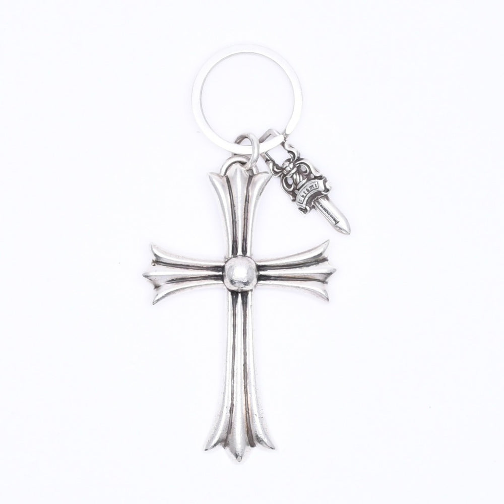 CHROME HEARTS クロムハーツ CH CRS LG & No5 DGGR ラージクロス #5ダガー キーリング 重量約53.95g 美品 中古 4a005767