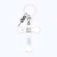 将图片加载到图库查看器，CHROME HEARTS クロムハーツ CH CRS LG &amp; No5 DGGR ラージクロス #5ダガー キーリング 重量約53.95g 美品 中古 4a005767