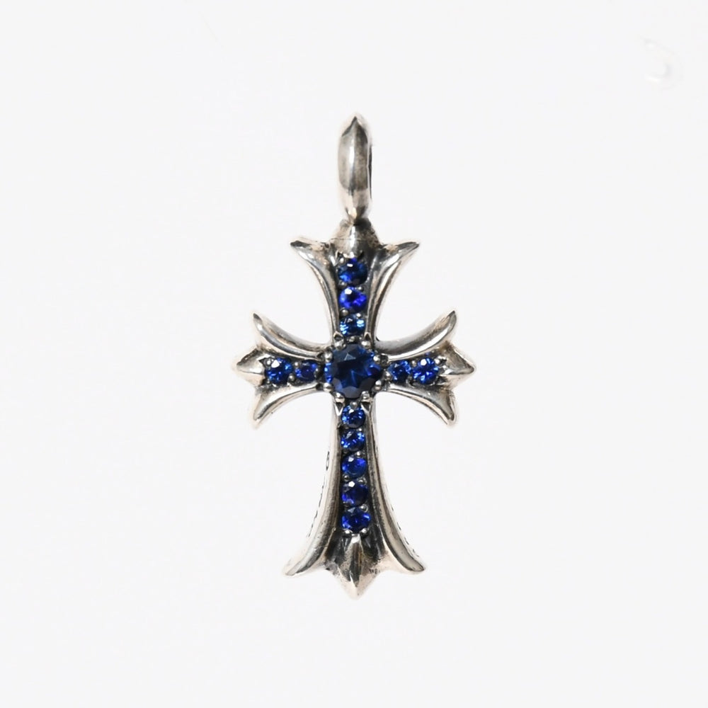 Very good condition CHROME HEARTS TNY CRSF P/SAP Tiny Fat Cross Pave Sapphire Charm Weight approx. 6.14g Silver 925 Used 4a005599