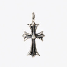 将图片加载到图库查看器，極美品 CHROME HEARTS クロムハーツ TNY CRSF P/SAP タイニーファットクロス パヴェサファイア チャーム 重量約6.14g シルバー925 中古 4a005599