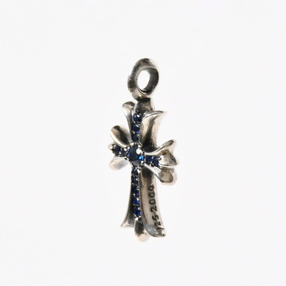 Very good condition CHROME HEARTS TNY CRSF P/SAP Tiny Fat Cross Pave Sapphire Charm Weight approx. 6.14g Silver 925 Used 4a005599