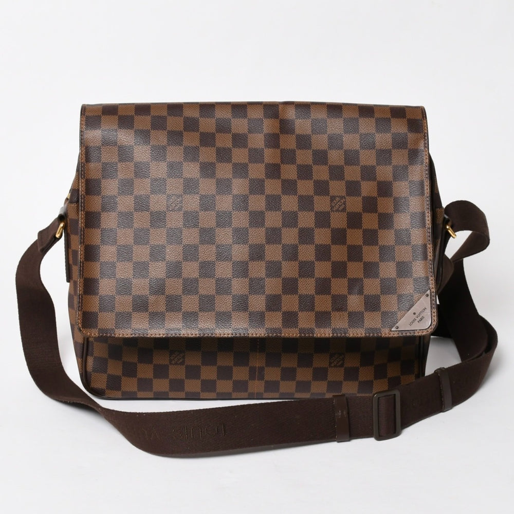 Very Good Condition LOUIS VUITTON Shelton MM N41149 Damier Graphite Shoulder Bag PVC Leather Brown Gold Hardware Used 4a005627
