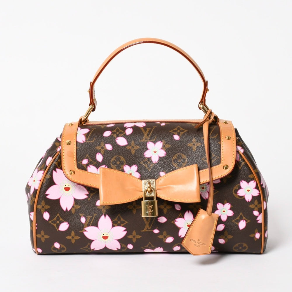 Very Good Condition LOUIS VUITTON Sack Retro PM Handbag M92012 Monogram Cherry Blossom Brown Pink Used 4a005467