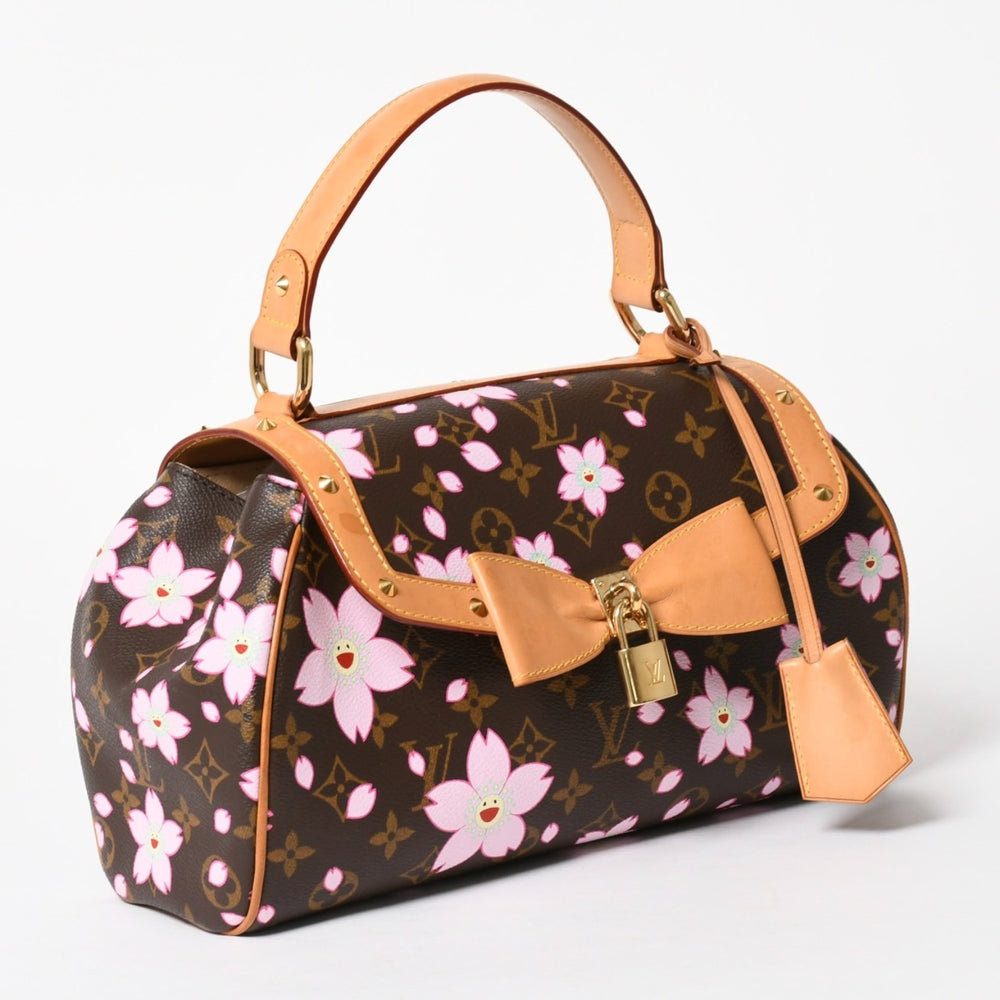 極美品 LOUIS VUITTON ルイヴィトン サック レトロ PM ハンドバッグ M92012 モノグラム チェリーブロッサム ブラウン ピンク 中古 4a005467