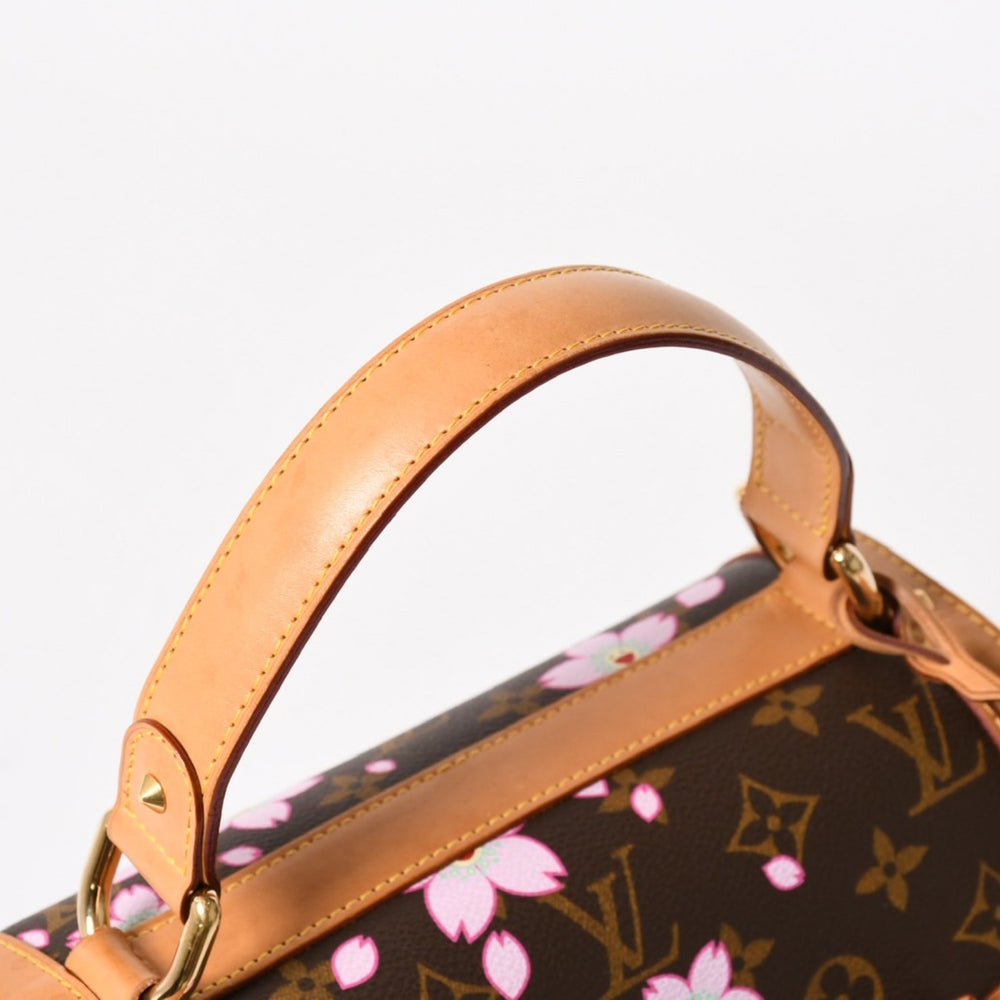 極美品 LOUIS VUITTON ルイヴィトン サック レトロ PM ハンドバッグ M92012 モノグラム チェリーブロッサム ブラウン ピンク 中古 4a005467