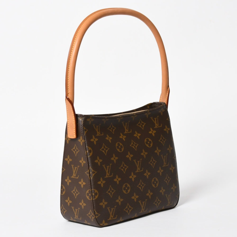 極美品 LOUIS VUITTON ルイヴィトン ルーピングMM ワンショルダーバッグ M51146 モノグラム PVC レザー ブラウン ゴールド金具 中古 4a005659