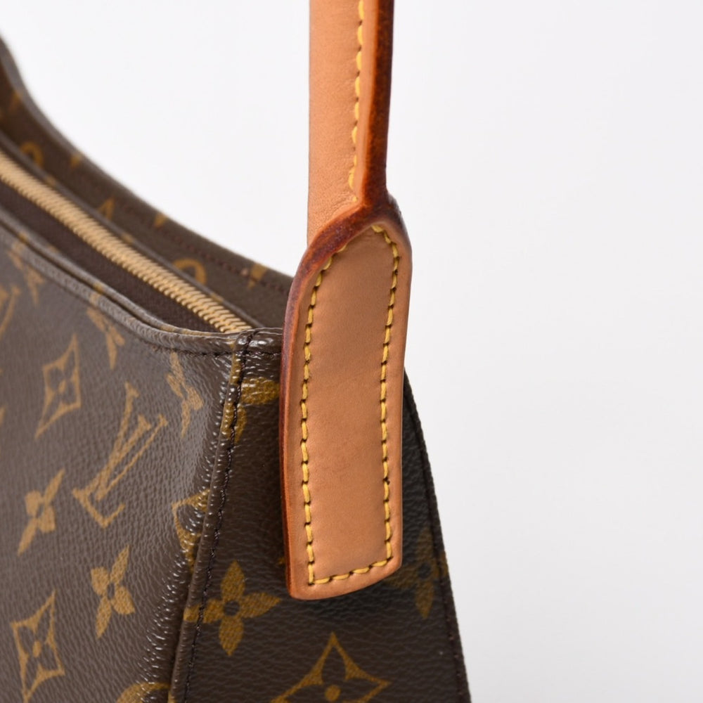 極美品 LOUIS VUITTON ルイヴィトン ルーピングMM ワンショルダーバッグ M51146 モノグラム PVC レザー ブラウン ゴールド金具 中古 4a005659