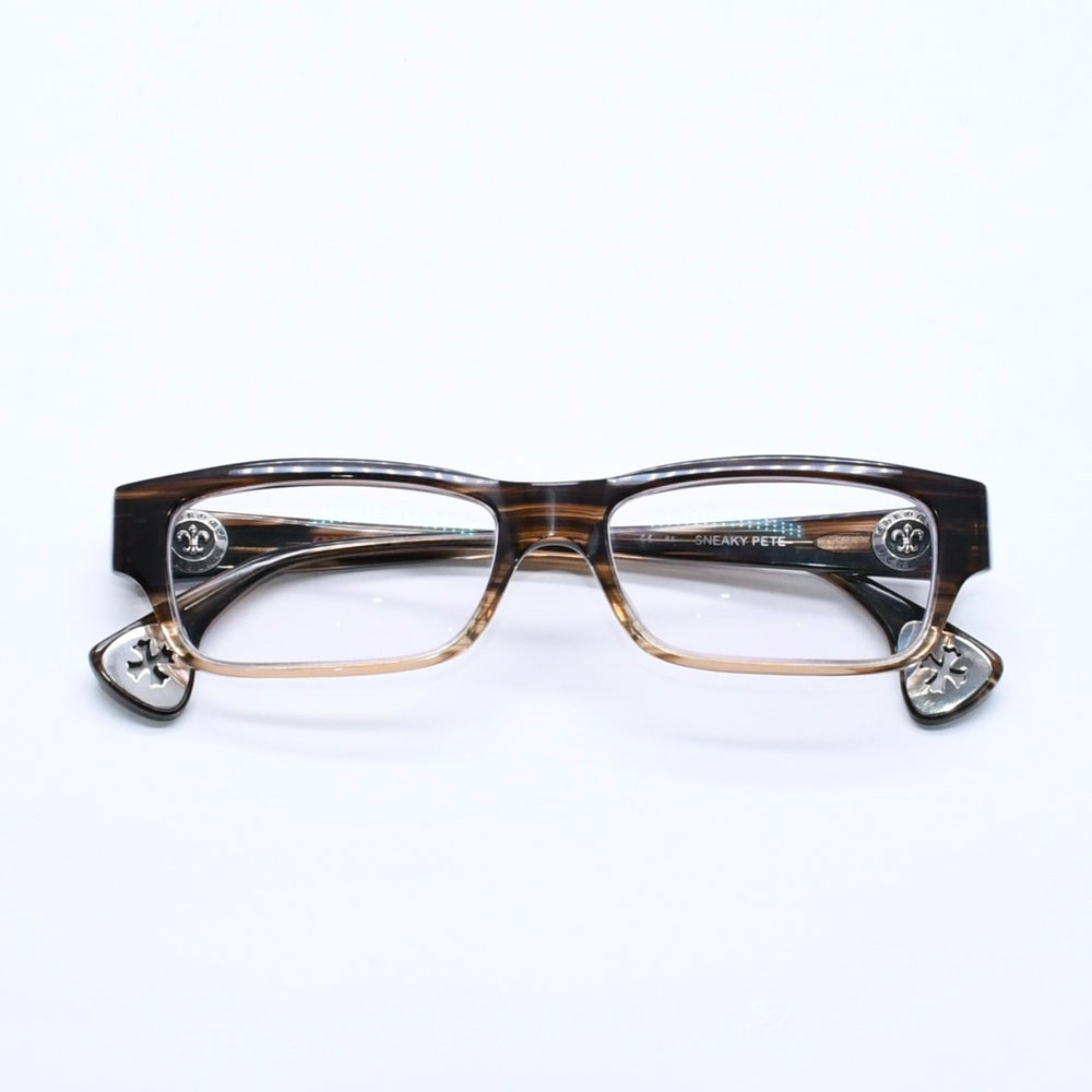 Very Good Condition CHROME HEARTS SNEAKY PETE Date Glasses BS Flare CH Plus Decoration Clear Brown Used 4a005734